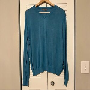 IKE by Ike Behar V-Neckline Lightweight Blue Sweater Men's Size Large Preowned